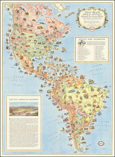 67-North America, South America and Pictorial Maps Map By Standard Oil Company