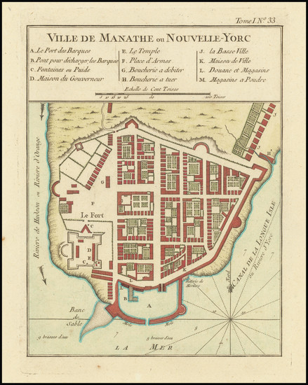 0-New York City Map By Jacques Nicolas Bellin