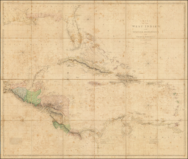 75-Florida, Southeast, Southwest, Mexico, Caribbean and South America Map By Aaron Arrowsmith