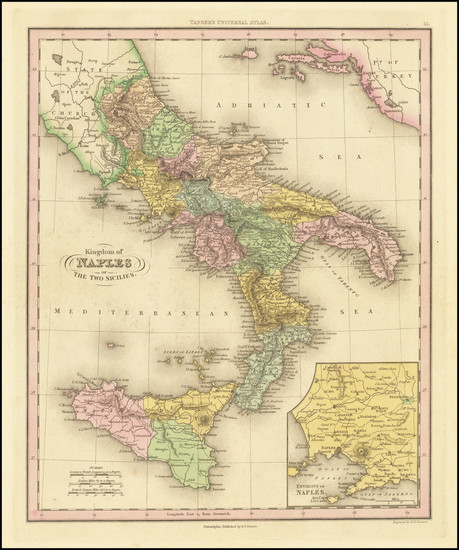 39-Southern Italy and Sicily Map By Henry Schenk Tanner