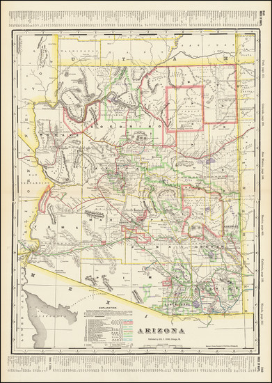 13-Arizona Map By George F. Cram