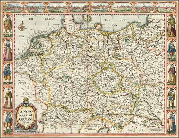 42-Netherlands, Austria, Poland, Czech Republic & Slovakia and Germany Map By John Speed