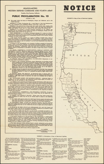 89-Oregon, Washington and California Map By John L. DeWitt