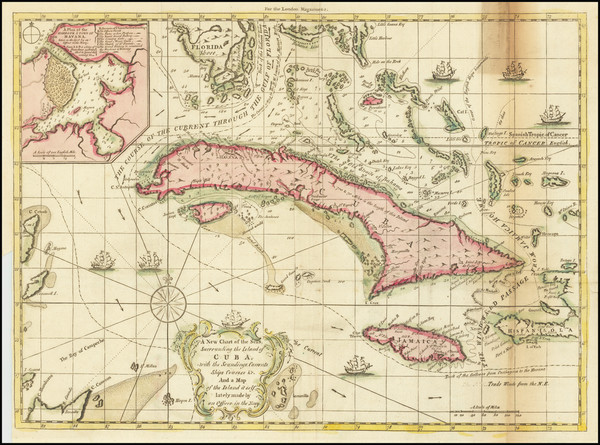 93-Florida, Cuba and Bahamas Map By London Magazine