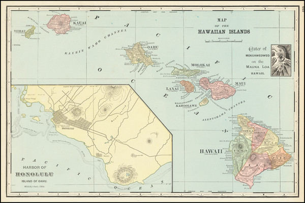 74-Hawaii and Hawaii Map By George F. Cram