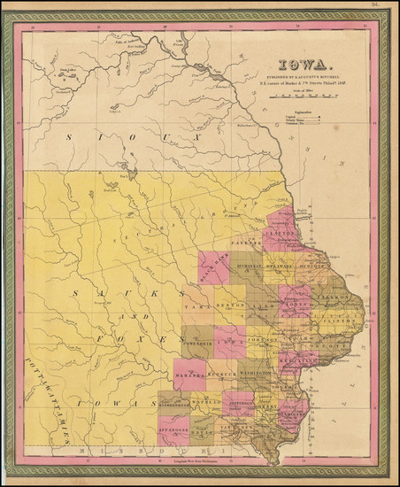 65-Iowa Map By Samuel Augustus Mitchell