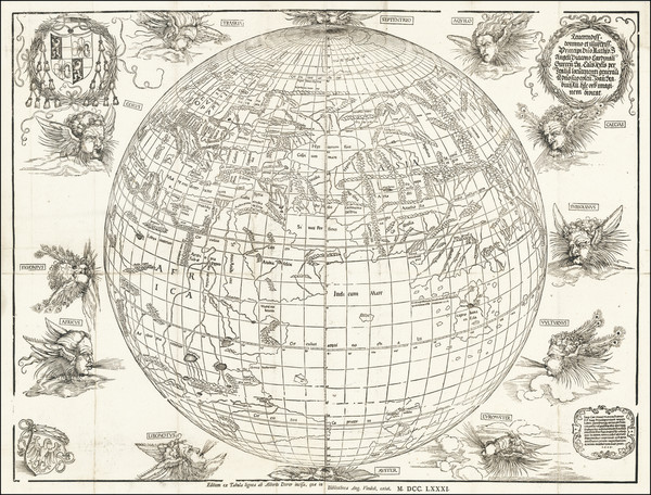 46-World Map By Albrecht  Durer / Johannes Stabius
