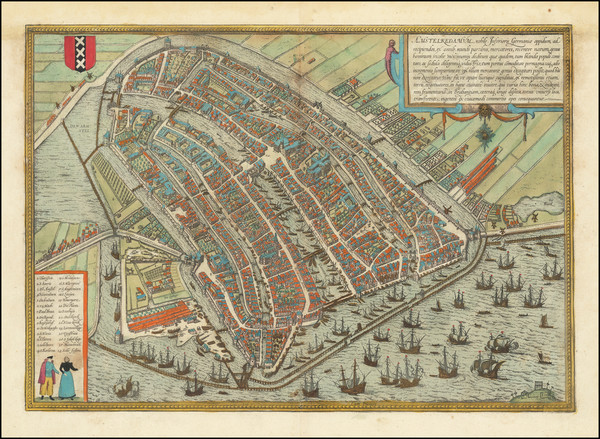 97-Netherlands and Amsterdam Map By Georg Braun  &  Frans Hogenberg