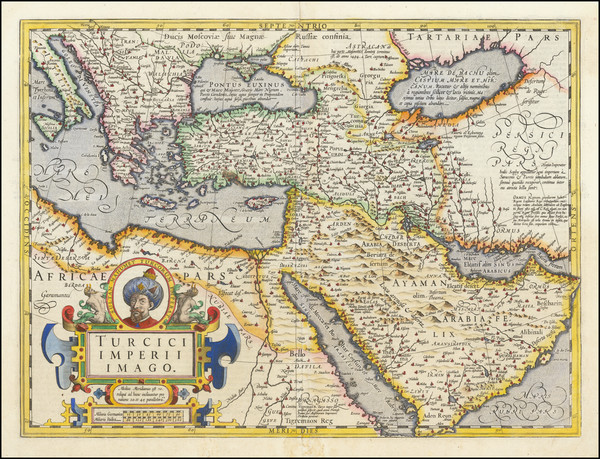 60-Turkey, Central Asia & Caucasus, Middle East and Turkey & Asia Minor Map By Jodocus Hon