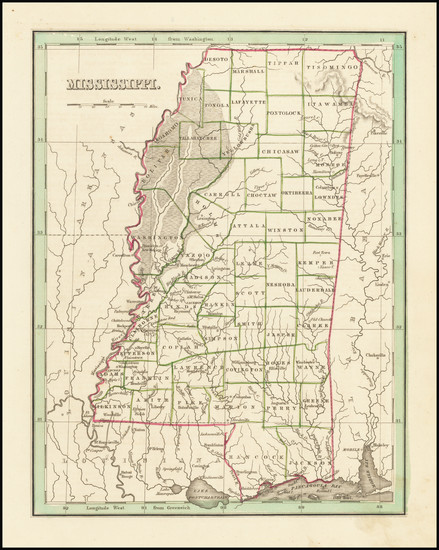 72-Mississippi Map By Thomas Gamaliel Bradford