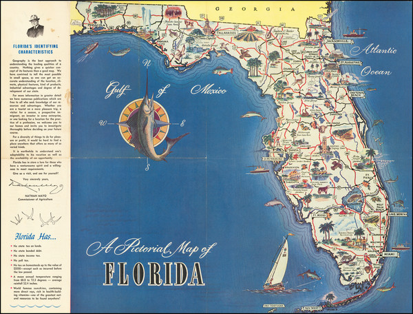 71-Florida and Pictorial Maps Map By Sales Management Magazine