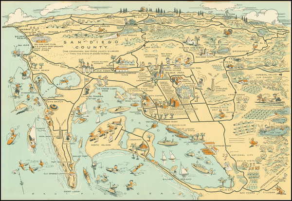 2-Pictorial Maps and San Diego Map By Lowell E. Jones