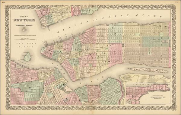 45-New York City Map By Joseph Hutchins Colton