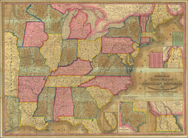 31-United States Map By Samuel Augustus Mitchell