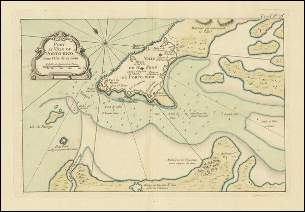 62-Puerto Rico Map By Jacques Nicolas Bellin