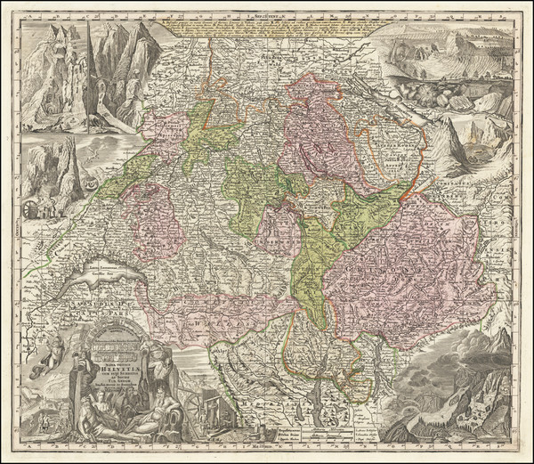 98-Switzerland Map By Matthaus Seutter