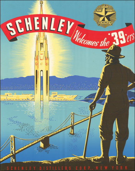 59-California, San Francisco & Bay Area, Fair and Travel Posters Map By Schenley Distillers Co