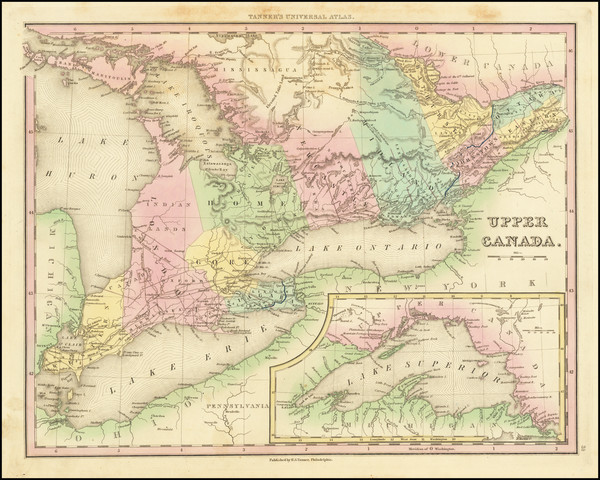 0-Michigan and Eastern Canada Map By Henry Schenk Tanner