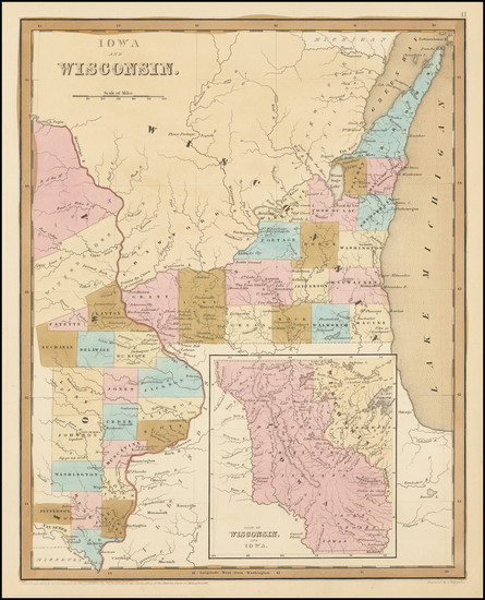 59-Wisconsin and Iowa Map By Thomas Gamaliel Bradford