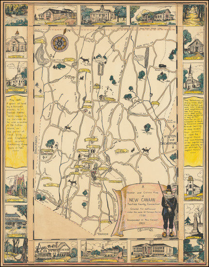 41-Connecticut and Pictorial Maps Map By P.I. Camp