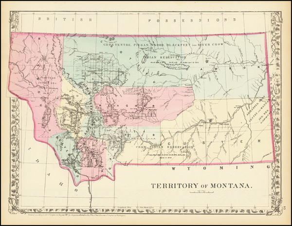 90-Montana Map By Samuel Augustus Mitchell Jr.