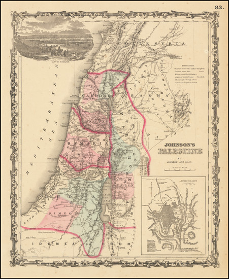 76-Holy Land Map By Alvin Jewett Johnson  &  Benjamin P Ward