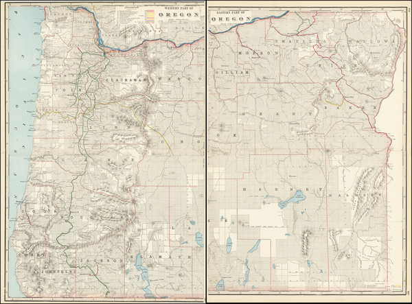 67-Oregon Map By George F. Cram