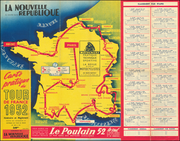 Carte de france touristique et gastronomique 1948