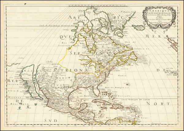 100-Midwest, North America and California as an Island Map By Nicolas Sanson