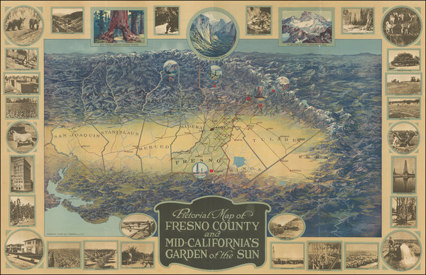 100-California, Pictorial Maps and Yosemite Map By Schmidt Label & Litho. Co.