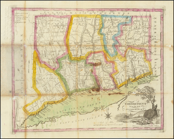 88-New England and Connecticut Map By Mathew Carey