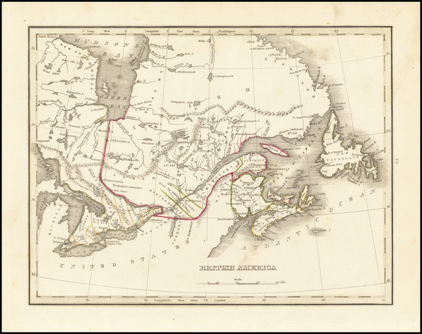 54-Eastern Canada Map By Thomas Gamaliel Bradford