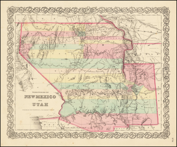 29-Arizona, Colorado, Utah, Nevada, New Mexico, Colorado and Utah Map By Joseph Hutchins Colton