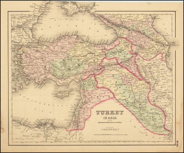 90-Turkey, Central Asia & Caucasus and Turkey & Asia Minor Map By Joseph Hutchins Colton