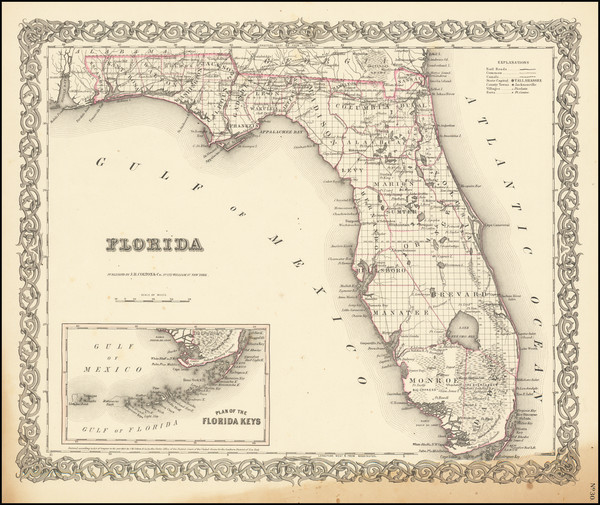 5-Florida Map By Joseph Hutchins Colton