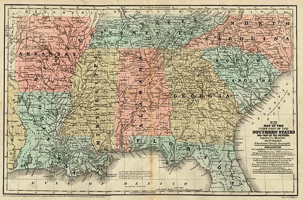 17-South and Southeast Map By Samuel Augustus Mitchell