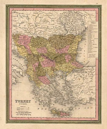 56-Europe, Balkans, Turkey, Balearic Islands and Greece Map By Henry Schenk Tanner