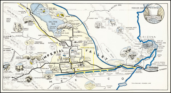 83-Pictorial Maps and California Map By Imperial County Board of Trade