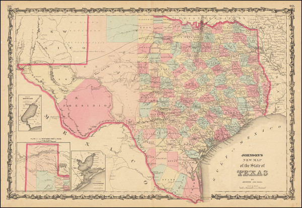 99-Texas Map By Benjamin P Ward  &  Alvin Jewett Johnson