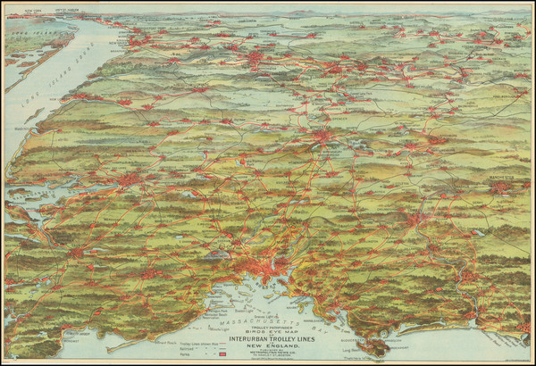 11-New England, Pictorial Maps and Boston Map By Metropolitan News Co., Boston