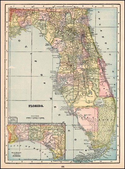 71-Florida Map By George F. Cram