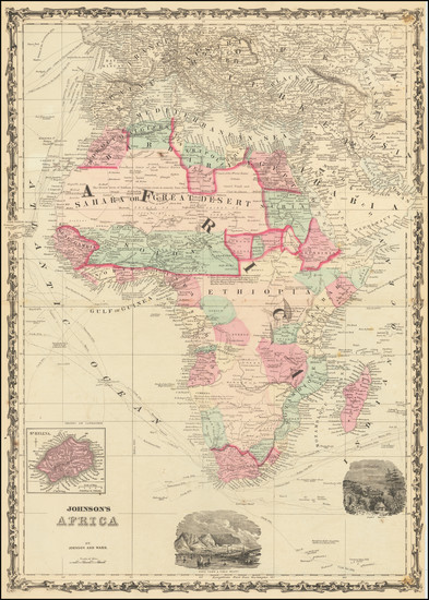 71-Africa Map By Alvin Jewett Johnson  &  Benjamin P Ward