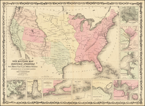 18-United States and Civil War Map By Alvin Jewett Johnson  &  Ross C. Browning