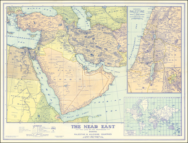 62-Middle East, Holy Land and World War II Map By Bertrand Galloway