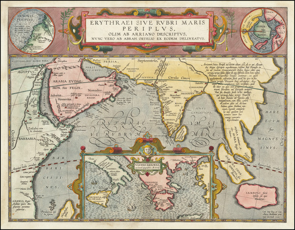 1-Polar Maps, Indian Ocean, India, Southeast Asia, Middle East and Greece Map By Abraham Ortelius