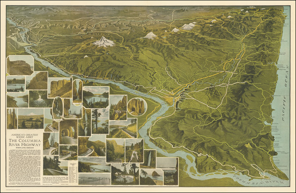 29-Oregon and Pictorial Maps Map By Fred A. Routledge