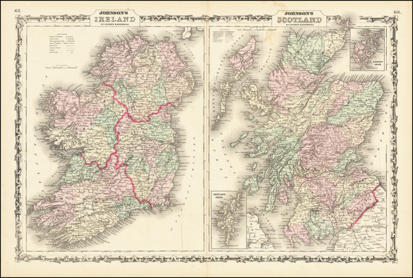 82-Scotland and Ireland Map By Alvin Jewett Johnson  &  Ross C. Browning