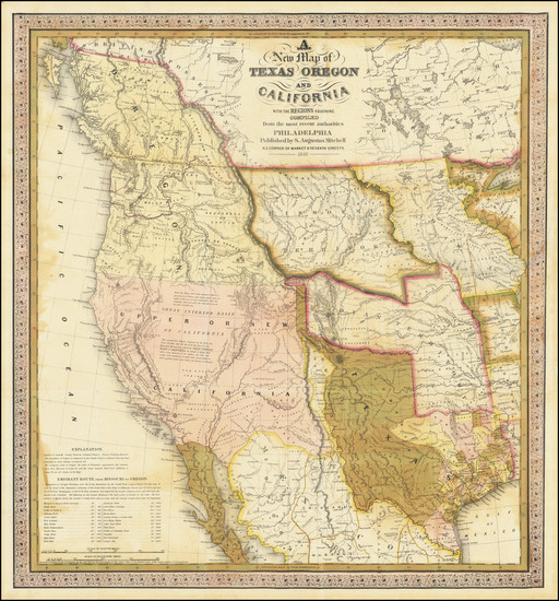 39-Texas, Plains, Southwest, Rocky Mountains and California Map By Samuel Augustus Mitchell