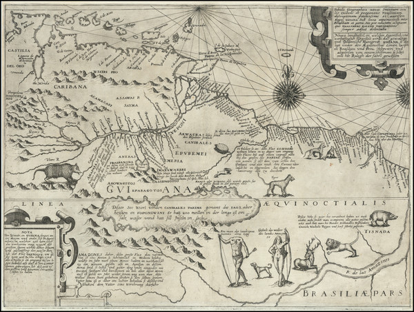 55-South America, Guianas & Suriname and Venezuela Map By Theodor De Bry