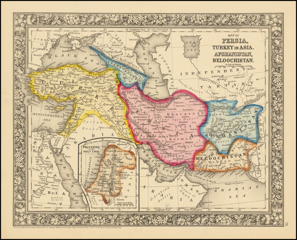 22-Central Asia & Caucasus, Middle East, Persia & Iraq and Turkey & Asia Minor Map By 